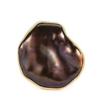 Baroque Cultured Pearl Ring in Gold Tone Sterling Silver (22mm x 20mm)