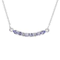 Tanzanite Necklace with White Zircon in Sterling Silver 0.85ct
