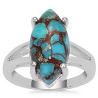 Egyptian Turquoise Ring in Sterling Silver 6.06cts