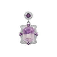 Moroccan, Rose De France Amethyst Pendant with White Zircon in Sterling Silver 3.65cts