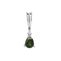 Chrome Diopside Pendant with White Zircon in Sterling Silver 1.14cts