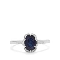 Kanchanaburi Sapphire Ring with White Zircon in Sterling Silver 1.55cts