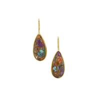 Copper Mojave Turquoise Earrings in Gold Plated Sterling Silver 15.50cts