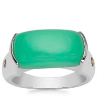 Chrysoprase Ring with Café Diamond in Sterling Silver 6.05cts