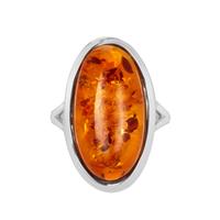 Baltic Cognac Amber Ring in Sterling Silver (21x11mm)