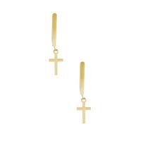 9K Gold Cross Sleeper Earrings 0.35g