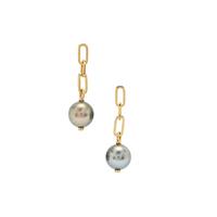 Tahitian Cultured Pearl Earrings in Gold Plated Sterling Silver (11mm)