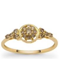 Champagne Diamonds Ring in 9K Gold 0.34ct