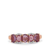 Rose Cut Purple, Pink Sapphire Ring with White Zircon in 9K Rose Gold 1.35cts