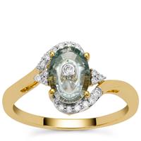Lehrer TorusRing Montana Sapphire Ring with Diamond in 18K Gold 1.30cts