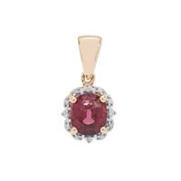 Malawi Garnet Pendant with White Zircon in 9K Gold 1.94cts