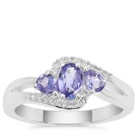 Tanzanite Ring with White Zircon in Sterling Silver 0.91ct