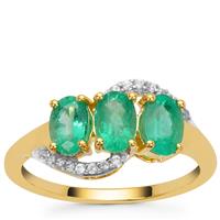 Colombian Emerald Ring with White Zircon in 9K Gold 1.45cts