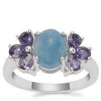 Thor Blue Quartz Ring with Bengal Iolite in Sterling Silver 2.61cts