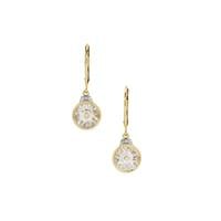 Lehrer Quasar Cut White Topaz Earrings with White Zircon in 9K Gold 3.65cts