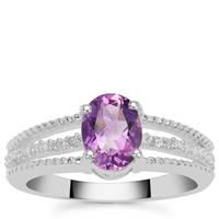 Moroccan Amethyst Ring with White Zircon in Sterling Silver 1.25cts