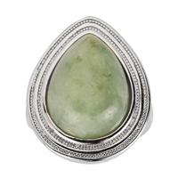 Moss-in-Snow Jade Ring in Sterling Silver 14.73cts