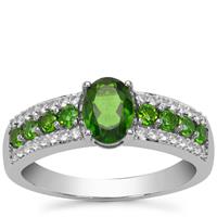 Chrome Diopside Ring with White Zircon in Sterling Silver 1.45cts