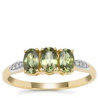 Green Dragon Demantoid Garnet Ring with Diamond in 9K Gold 1.35cts
