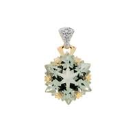 Wobito Snowflake Cut Prasiolite Pendant with Diamond in 9K Gold 7.35cts