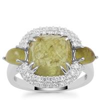 Grossular Ring with White Zircon in Sterling Silver 7.40cts
