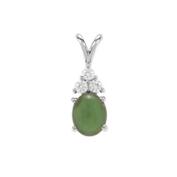 Imperial Serpentine Pendant with White Zircon in Sterling Silver 3.49cts