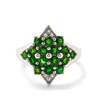 Chrome Diopside & White Topaz Sterling Silver Ring ATGW 2.00cts