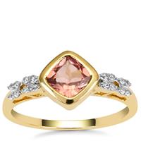Lotus Tourmaline Ring with White Zircon in 9K Gold 1.15cts