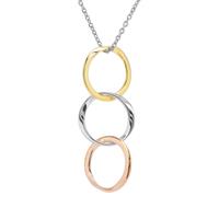 Pendant Necklace in Three Tone Gold Plated Sterling Silver