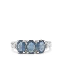 Kanchanaburi Sapphire Ring with White Zircon in Sterling Silver 2.75cts