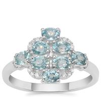 Ratanakiri Blue Zircon Ring with White Zircon in Sterling Silver 2.50cts