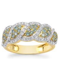 Blue Lagoon Diamonds Ring with White Diamonds in 9K Gold 1cts