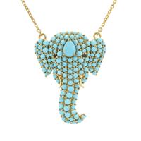 Sleeping Beauty Turquoise Necklace with Smokey Quartz in Gold Plated Sterling Silver 5.85cts