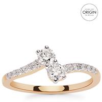 9k Gold Ring with De Beers Code of Origin Diamonds & White Diamonds 0.51ct