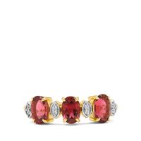 Congo Pink Tourmaline Ring with White Zircon in 9K Gold 1.50cts