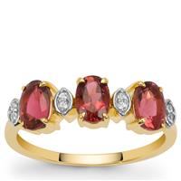 Congo Pink Tourmaline Ring with White Zircon in 9K Gold 1.50cts