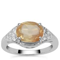 Imperial Mongolian Andesine Ring with White Zircon in Sterling Silver 2.70cts