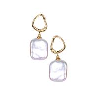 Baroque Cultured Pearl Earrings in Gold Tone Sterling Silver (15mm x 14mm)