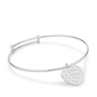 Adjustable Bangle in Sterling Silver with Heart Charm