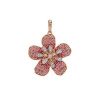  Ombre Floral Fiore Pink Sapphire Pendant with White Zircon in Rose Gold Plated Sterling Silver 1cts