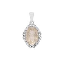 Bahia Rutilite Pendant with White Zircon in Sterling Silver 5.52cts