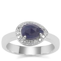 Rose Cut Bharat Sapphire Ring with White Zircon in Sterling Silver 1.67cts