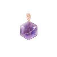Banded Amethyst Pendant in Rose Gold Tone Sterling Silver 19.80cts