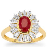 Burmese Ruby Ring with White Zircon in 9K Gold 3.05cts