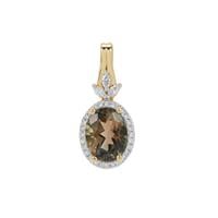 Teal Oregon Sunstone Pendant with Diamond in 18K Gold 2cts