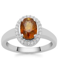 Ambilobe Sphene Ring with White Zircon in Sterling Silver 1.65cts