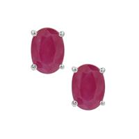 Kenyan Ruby Earrings in Sterling Silver 2.15cts