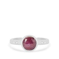 Bharat Star Ruby Ring with White Zircon in Sterling Silver 2.68cts