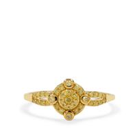 Natural Yellow Diamonds Ring in 9K Gold 0.26ct