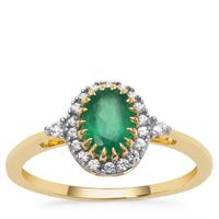 Kafubu Emerald Ring with White Zircon in 9K Gold 1.05cts